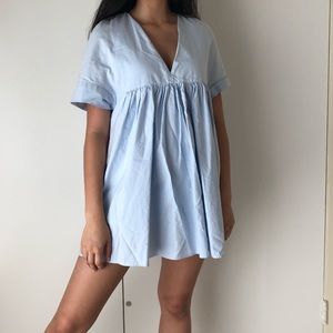 zara poplin dress blue